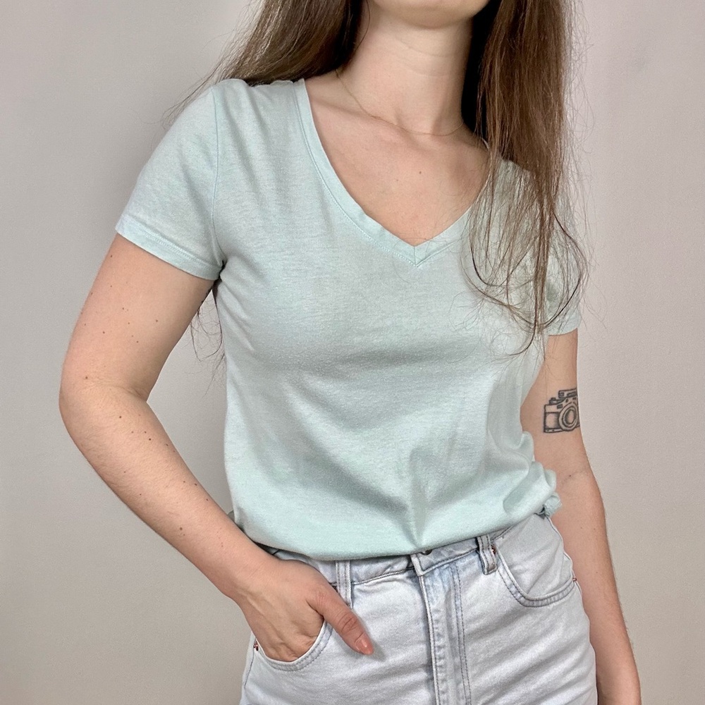 GAP Light Mint V-Neck Short Sleeve Tee